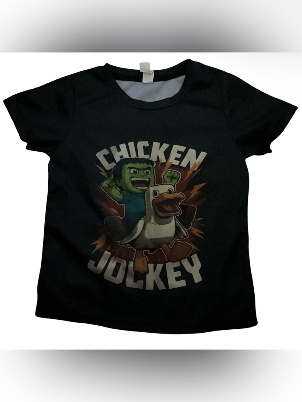 Boys Chicken Jockey Short Sleeve T-Shirt Black Gaming Graphic Size 5-6Y - Picture 1 of 3